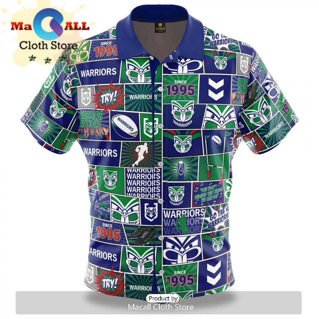 NRL New Zealand Warriors Tribal Hawaiian Shirt