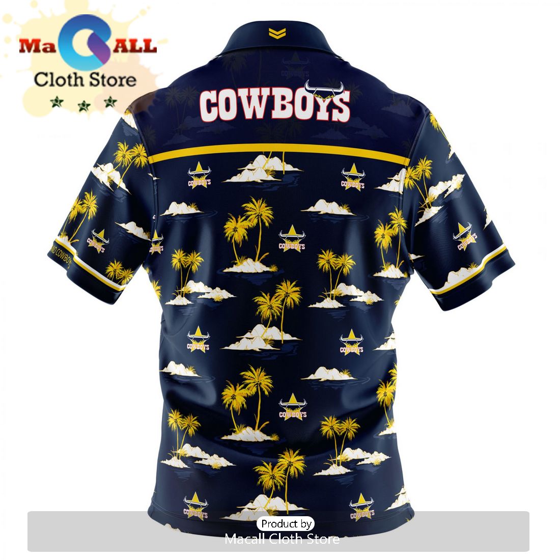 NRL North Queensland Cowboys Custom Text ANZAC Day Navy Hawaiian Shirt