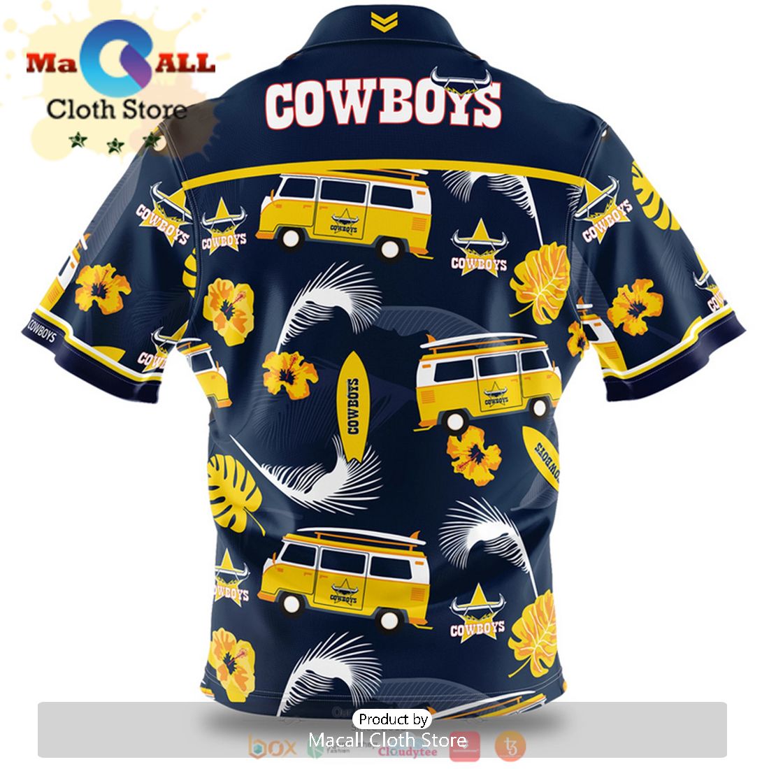NRL North Queensland Cowboys Custom Text Floral Hawaiian Shirt