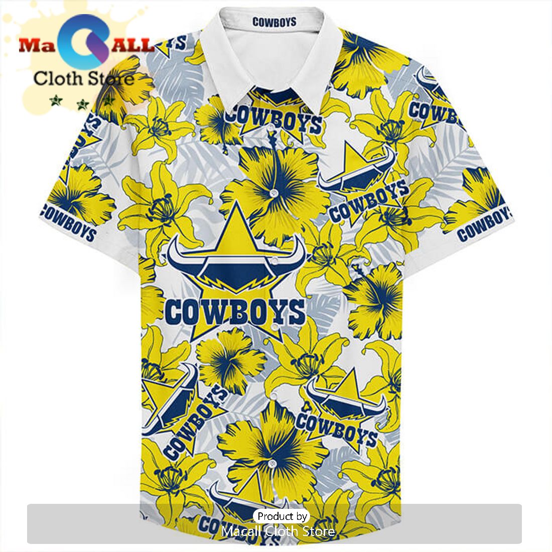 NRL North Queensland Cowboys Tropical Hawaiian Shirt