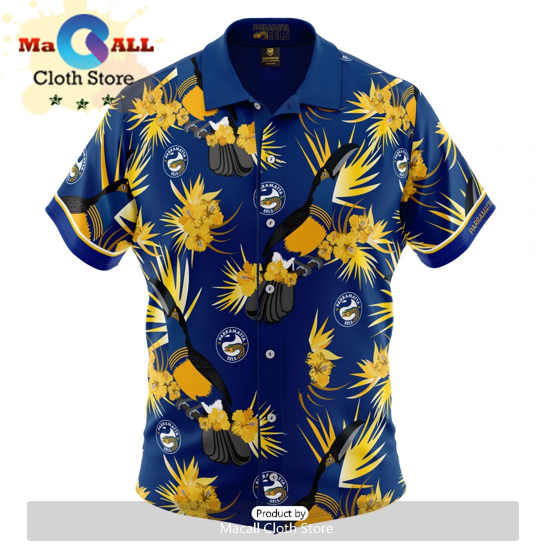 NRL Parramatta Eels Surfboard Blue Hawaiian Shirt