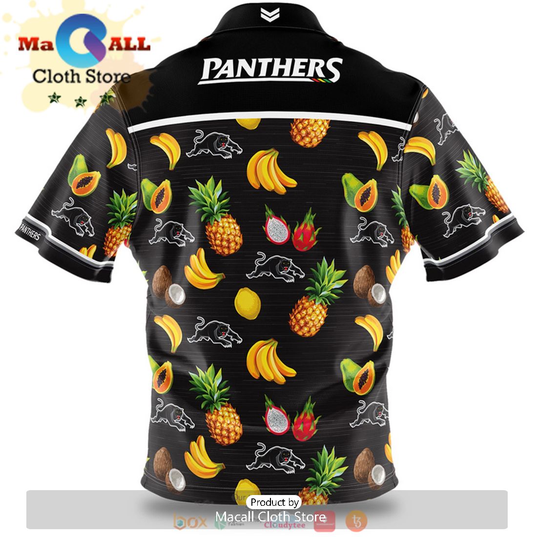 NRL Penrith Panthers Black White Hawaiian Shirt
