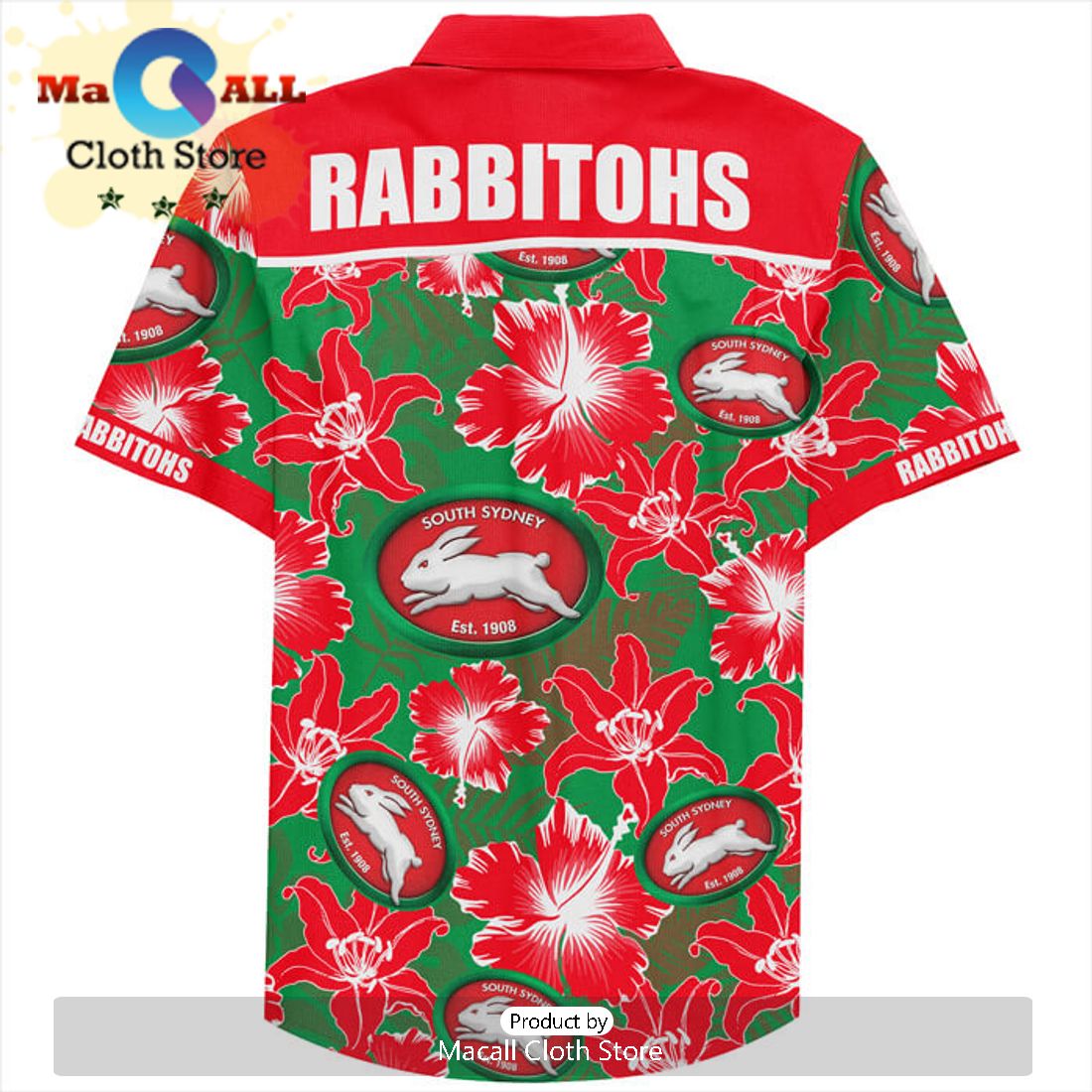 NRL South Sydney Rabbitohs Custom Text Indigenous Hawaiian Shirt