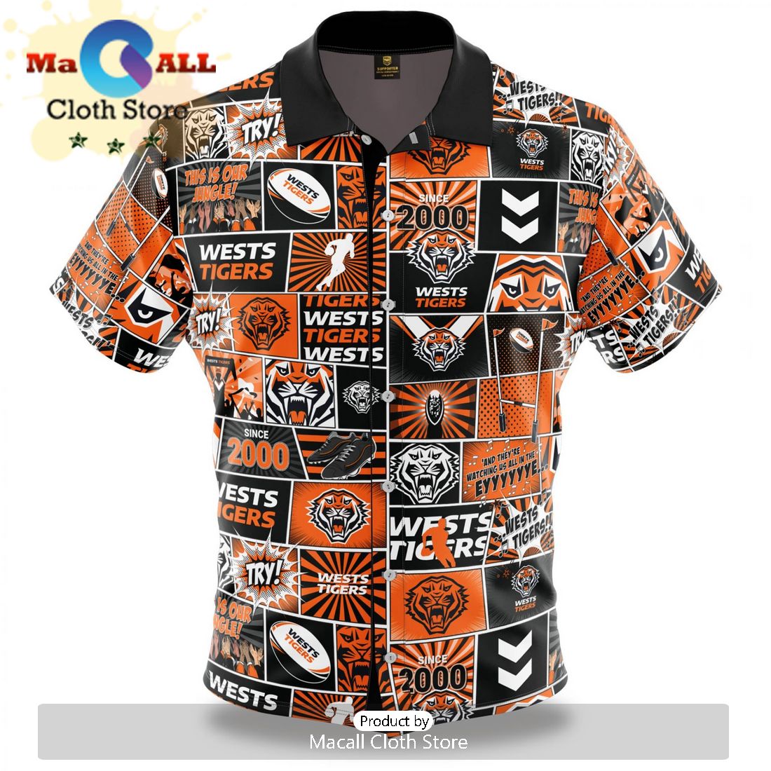 NRL Wests Tigers Custom Text Indigenous Hawaiian Shirt NRL Wests Tigers Custom Text Indigenous Hawaiian Shirt