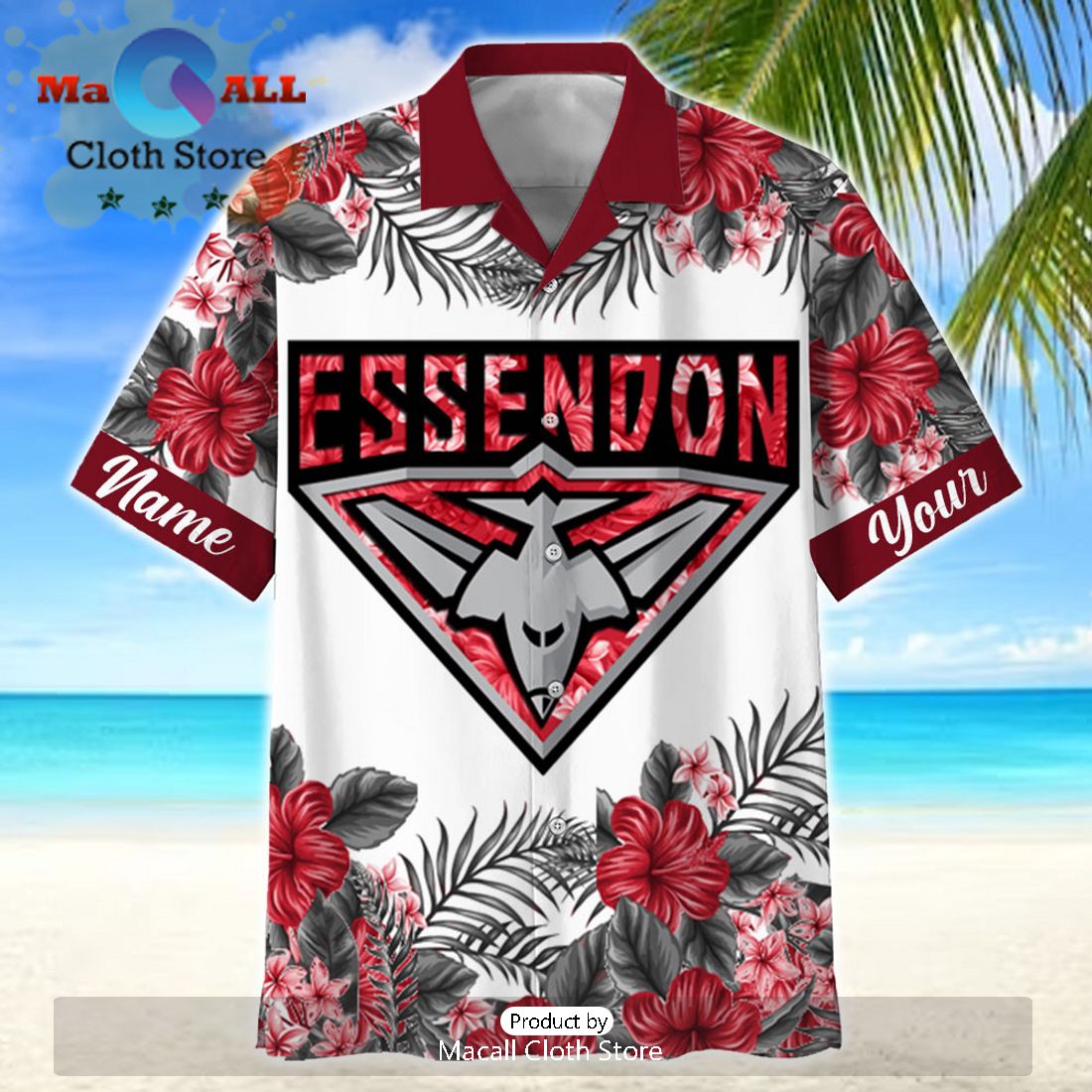 AFL Beach Essendon Bombers Sport Personalized Hawaiian Shirt