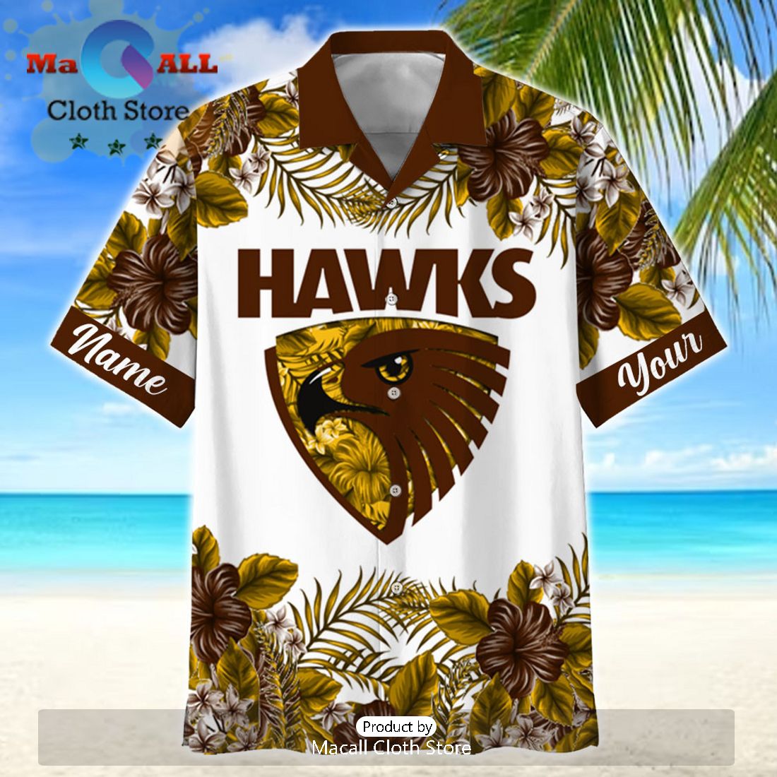 AFL Hawthorn Hawks Aloha Sport Personalized Hawaiian Shirt