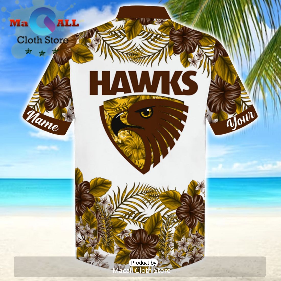 AFL Hawthorn Hawks Aloha Sport Personalized Hawaiian Shirt