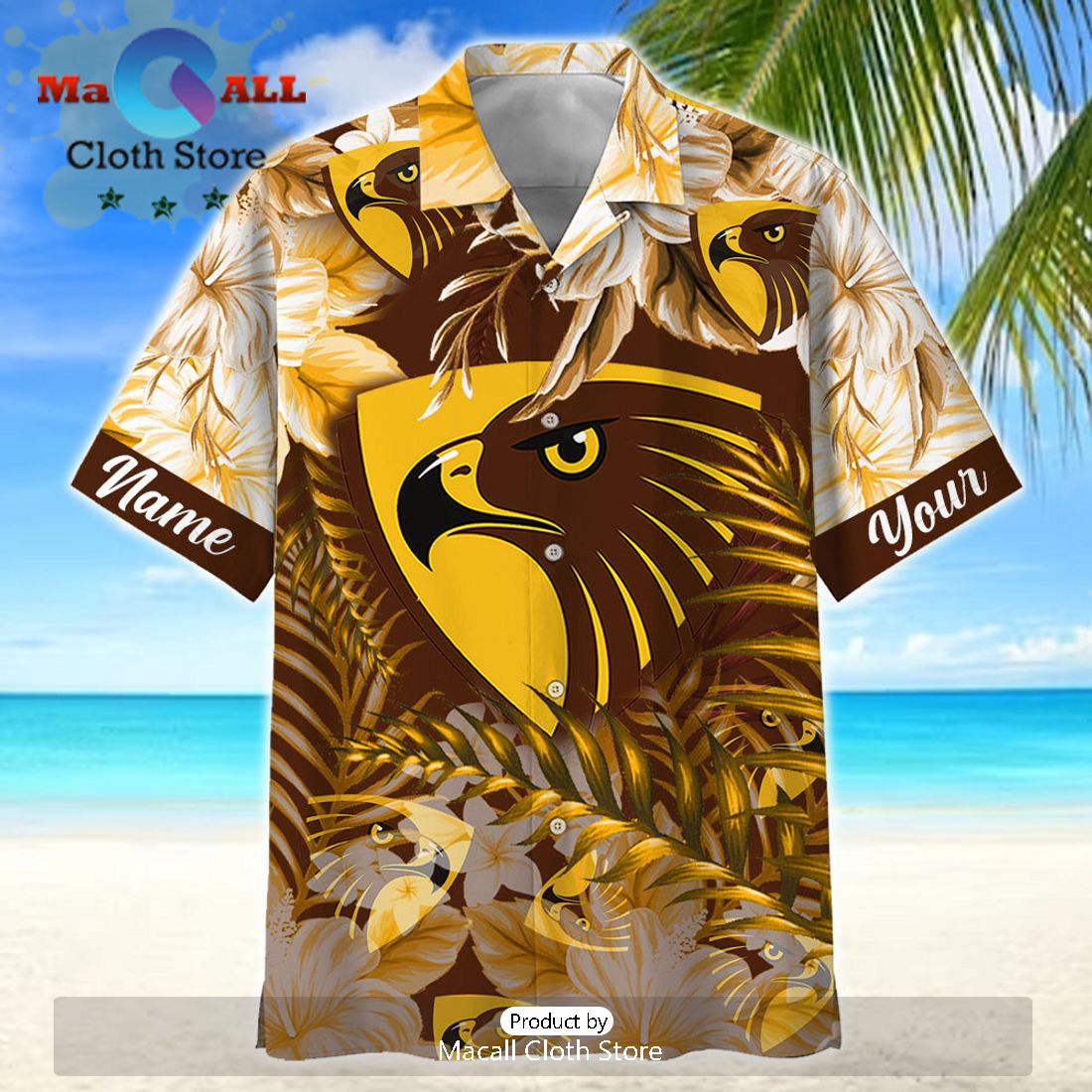 AFL Hawthorn Hawks Sport Personalized Beach Hawaiian Shirt