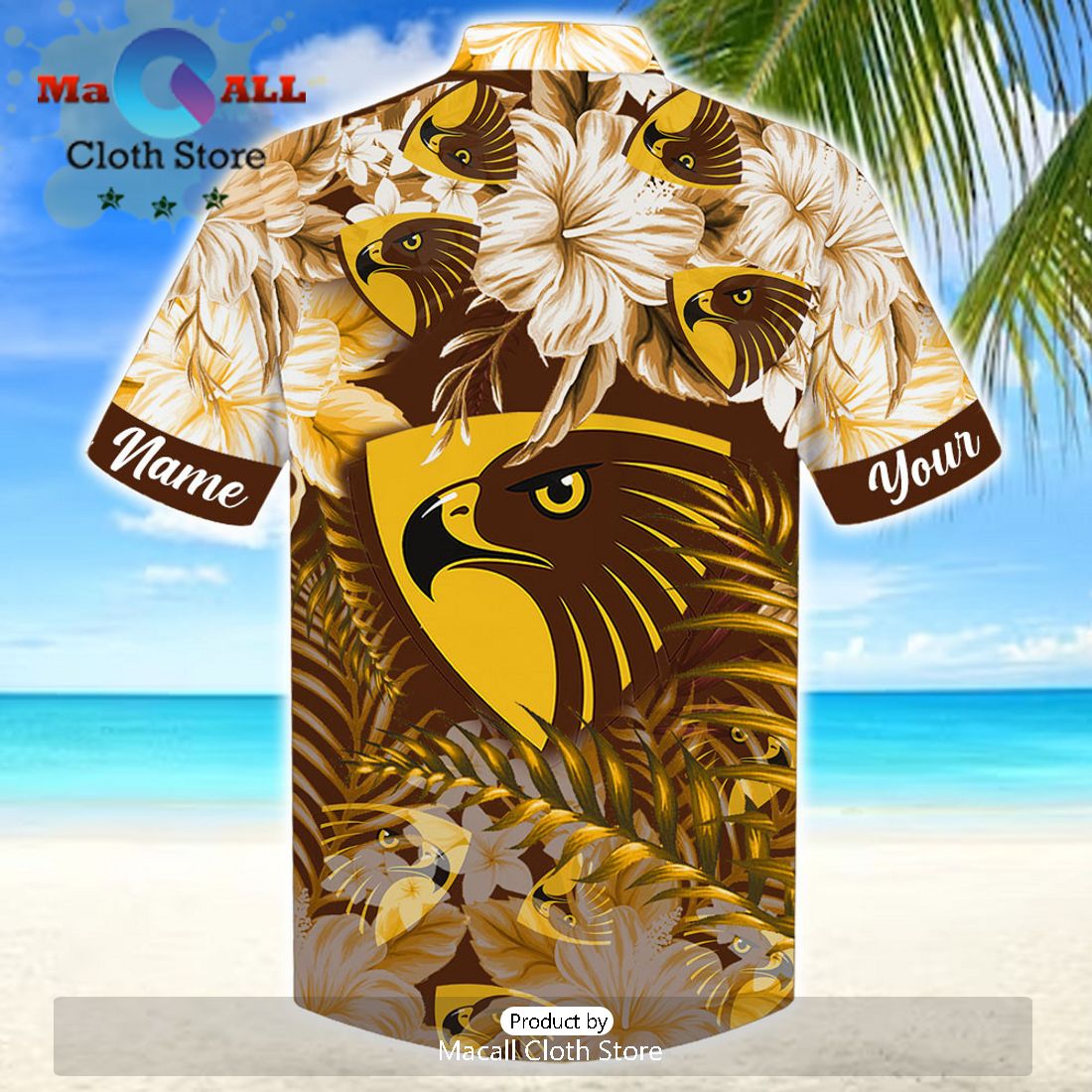 AFL Hawthorn Hawks Sport Personalized Beach Hawaiian Shirt
