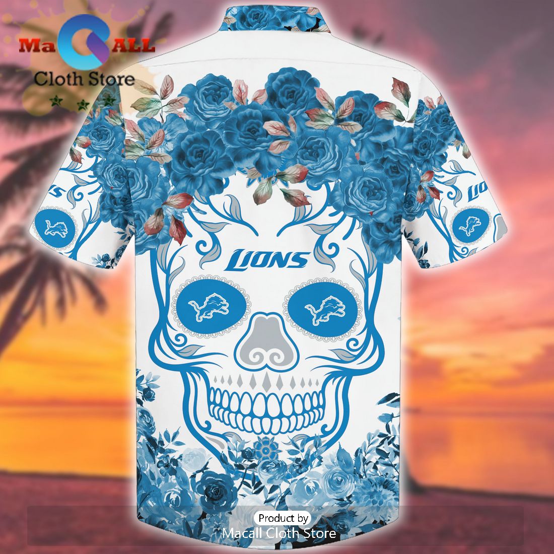 NFL Beach Detroit Lions Flower Skull Hawaiian Shirt – Limited Edition