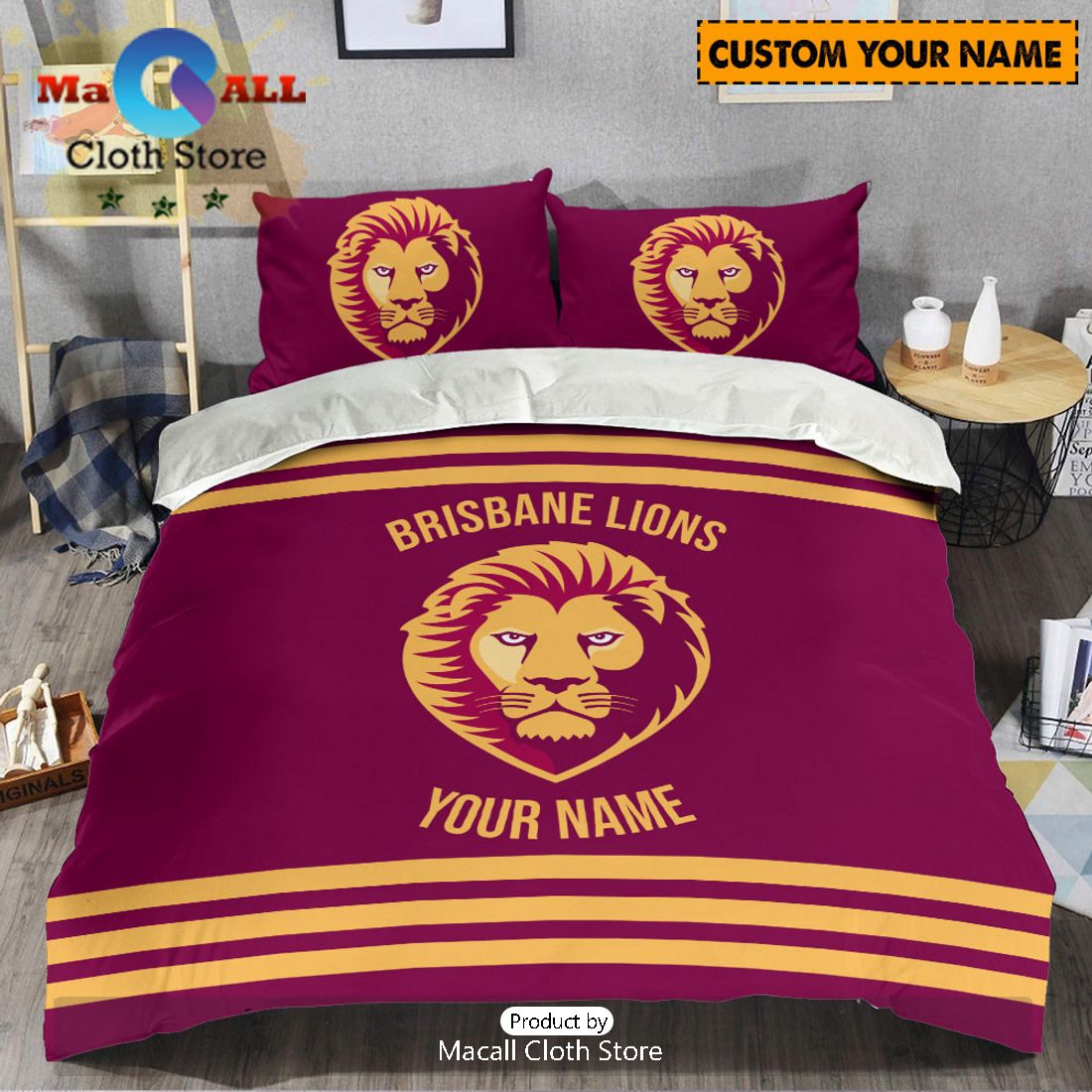 Brisbane Lions AFL Sport Personalized Bedding Set