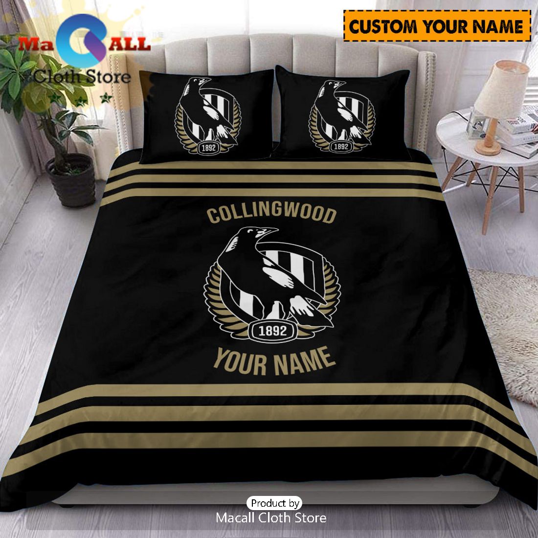 Collingwood Magpies AFL Sport Personalized Bedding Set