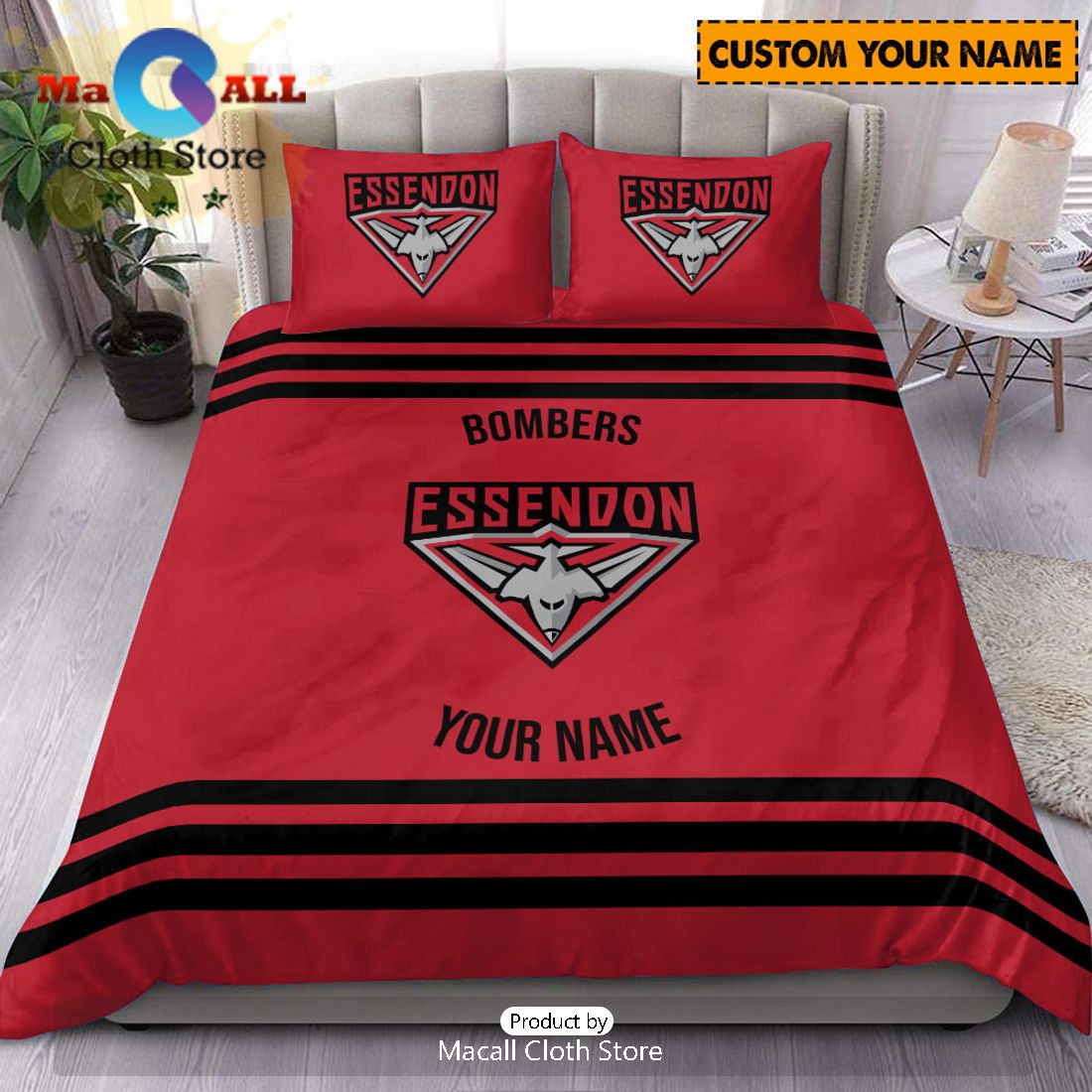 Essendon Bombers AFL Sport Personalized Bedding Set