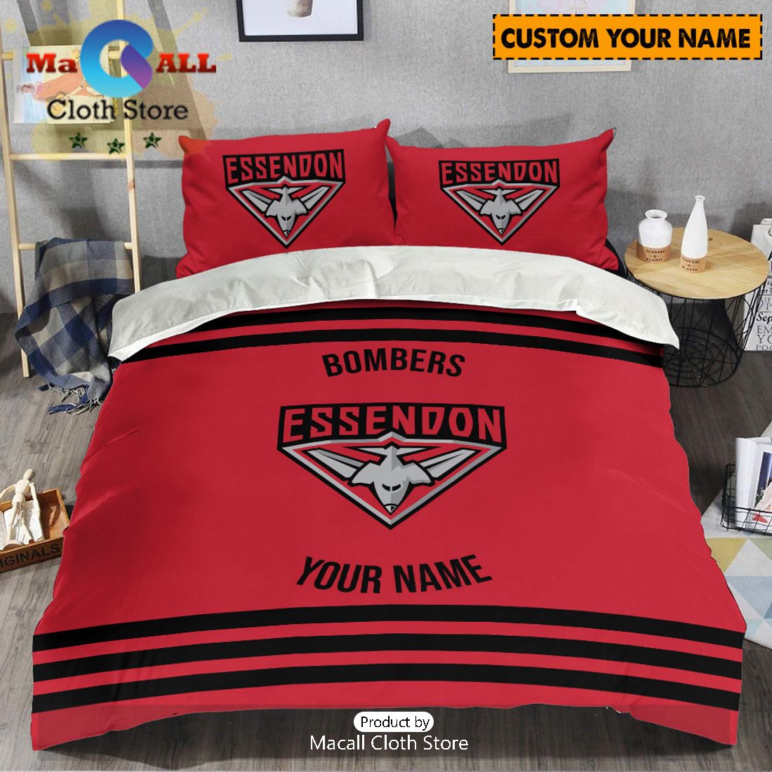 Essendon Bombers AFL Sport Personalized Bedding Set