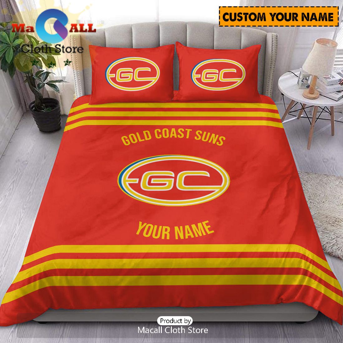 Gold Coast Suns AFL Sport Personalized Bedding Set