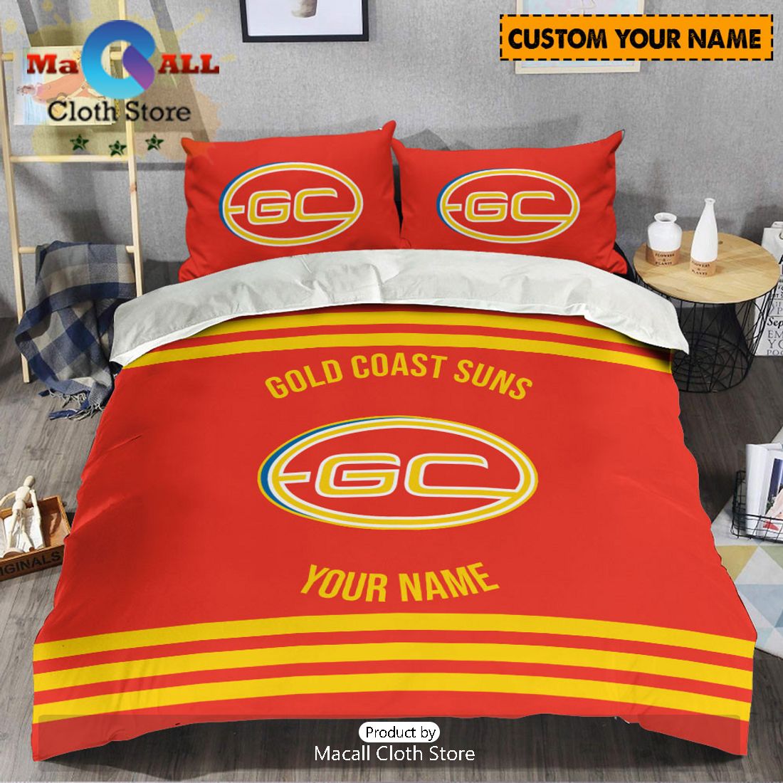 Gold Coast Suns AFL Sport Personalized Bedding Set
