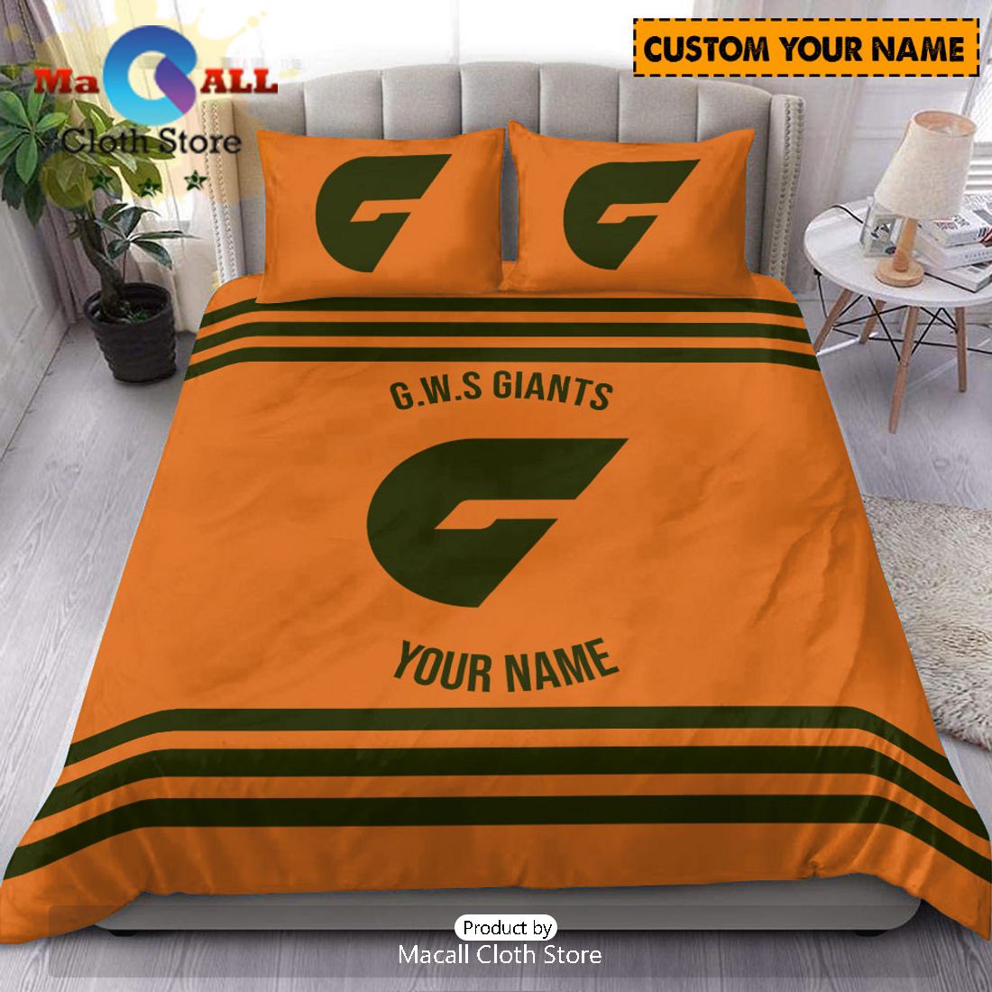 GWS Giants AFL Sport Personalized Bedding Set