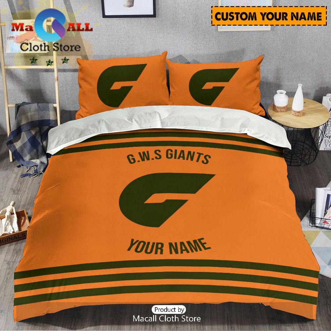 GWS Giants AFL Sport Personalized Bedding Set