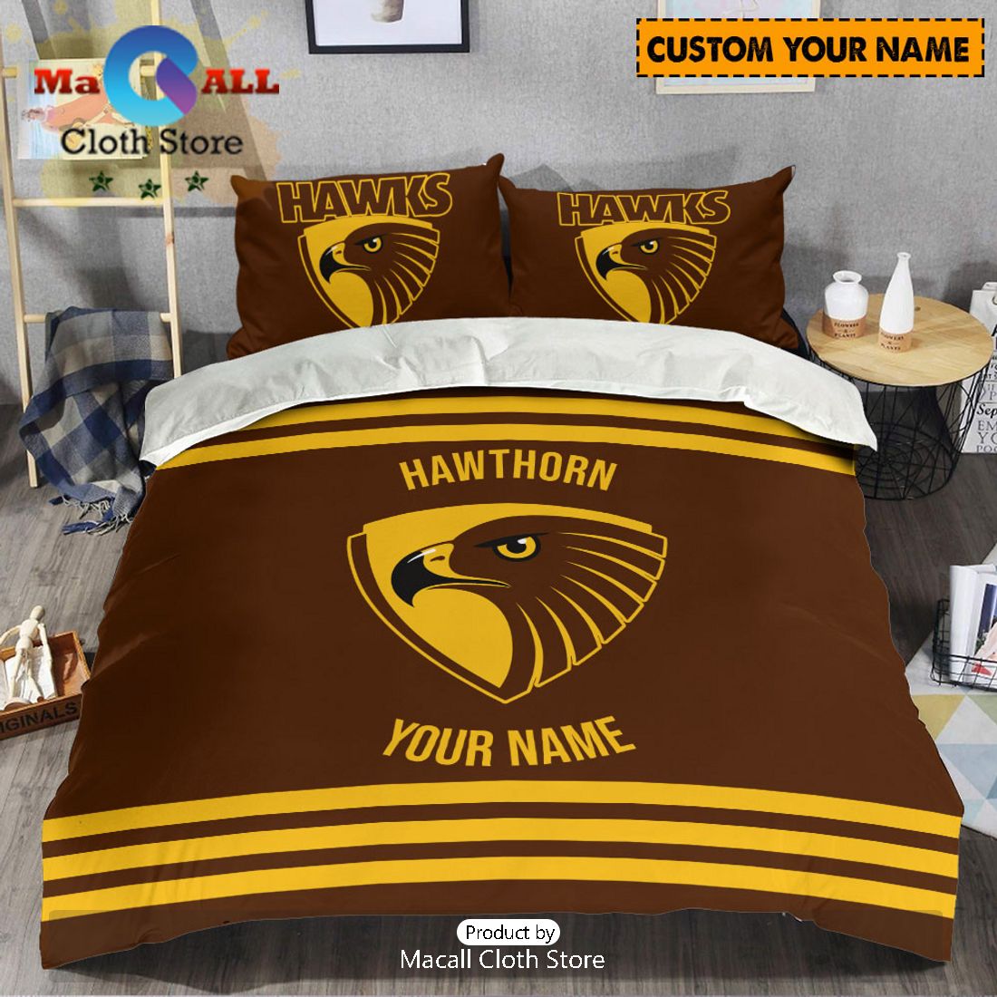 Hawthorn Hawks AFL Sport Personalized Bedding Set