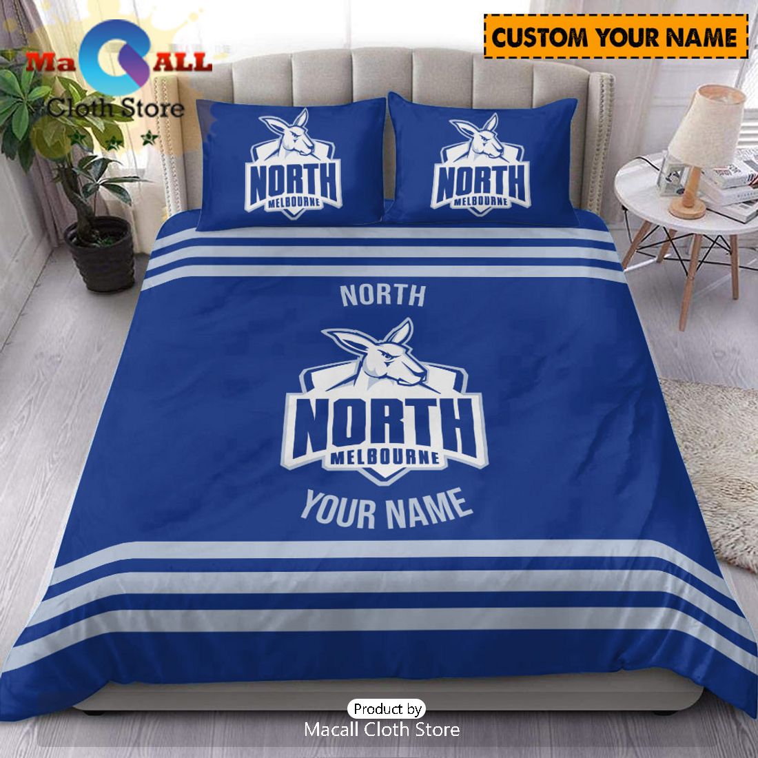 North Melbourne Kangaroos AFL Sport Personalized Bedding Set