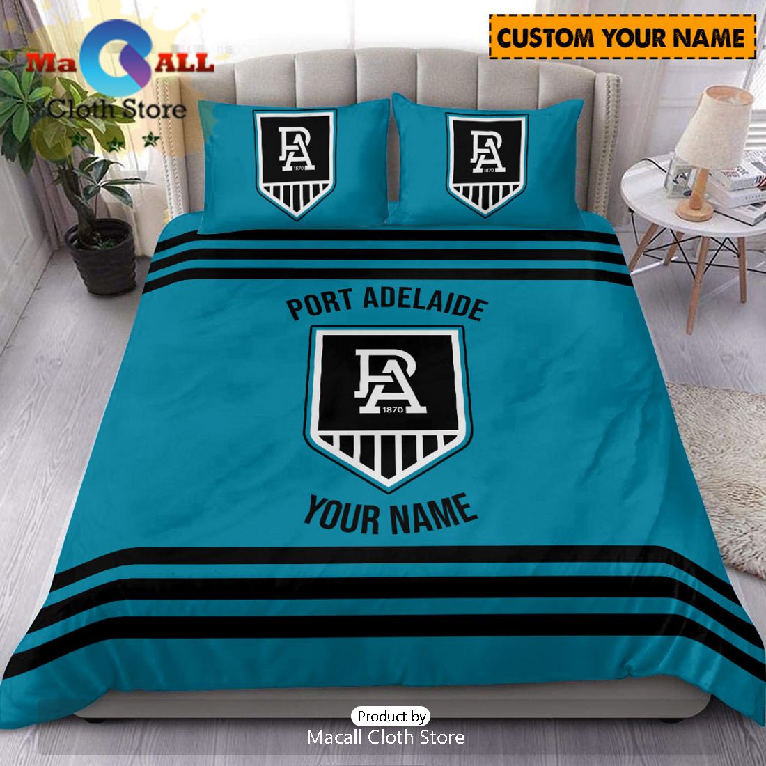 Port Adelaide Power AFL Sport Personalized Bedding Set