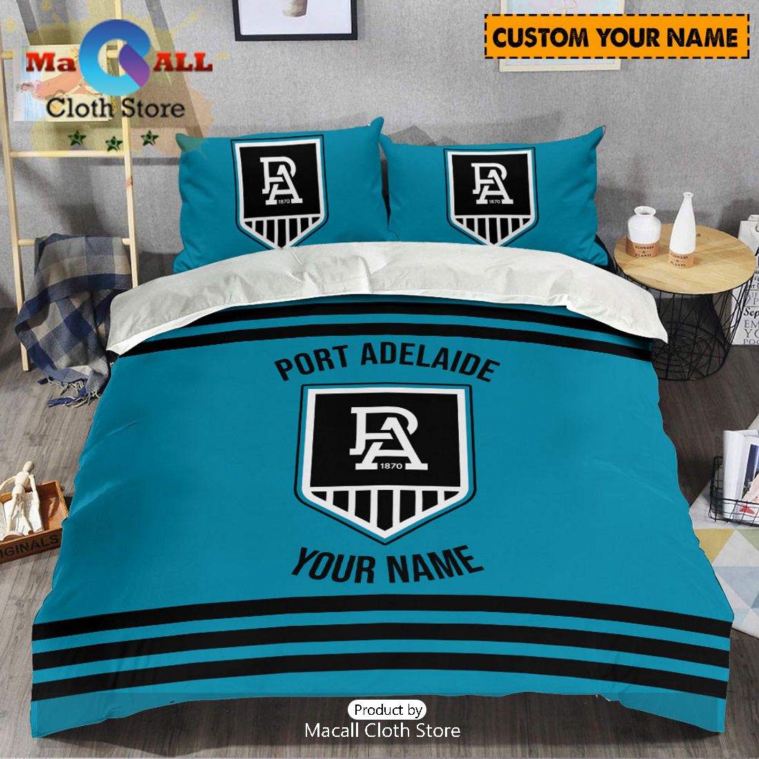 Port Adelaide Power AFL Sport Personalized Bedding Set