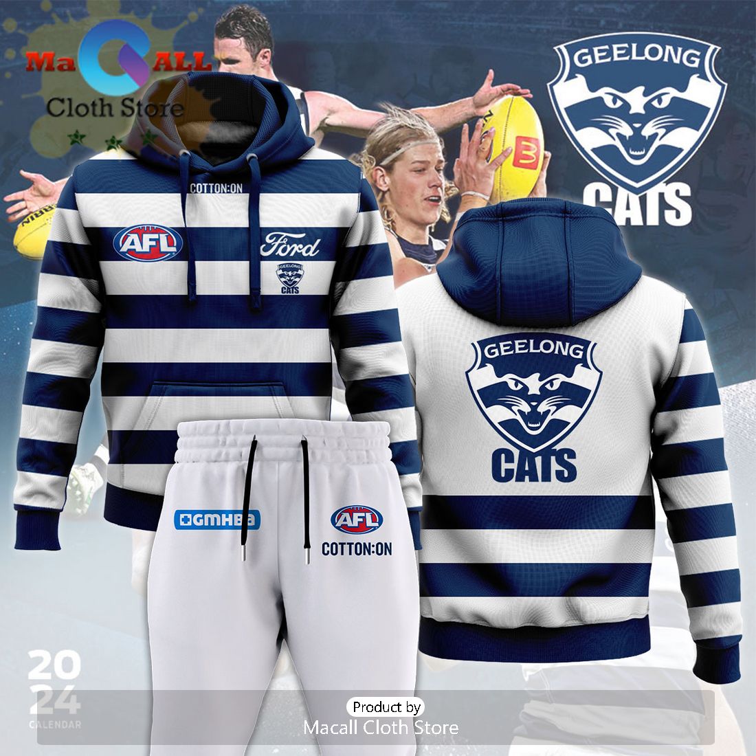 Geelong Cats AFL Combo 2024 Hoodie And Pants
