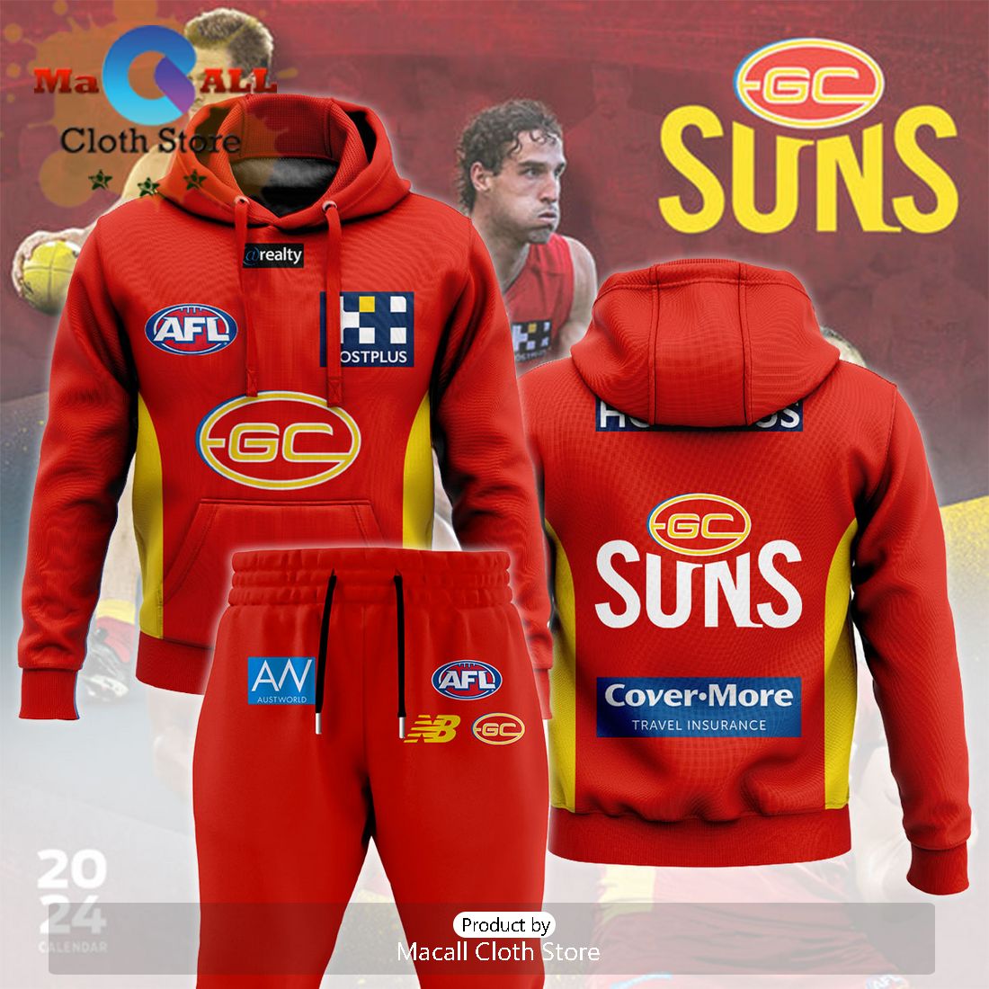 Gold Coast Suns AFL Combo 2024 Hoodie And Pants