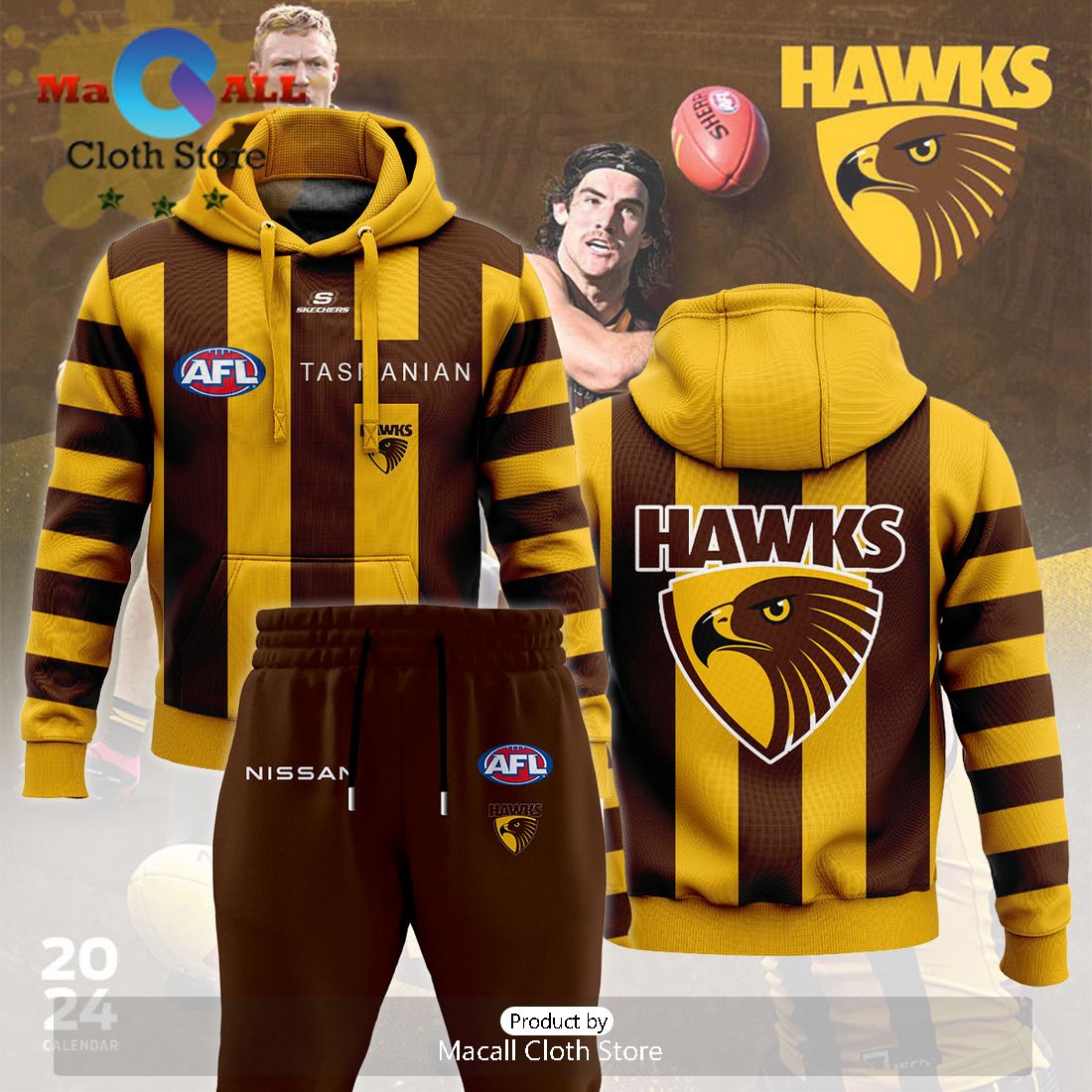 Hawthorn Hawks AFL Combo 2024 Hoodie And Pants