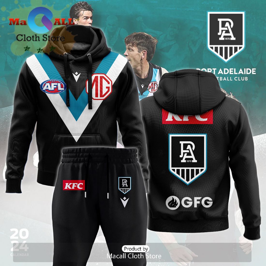 Port Adelaide Power AFL Combo 2024 Hoodie And Pants