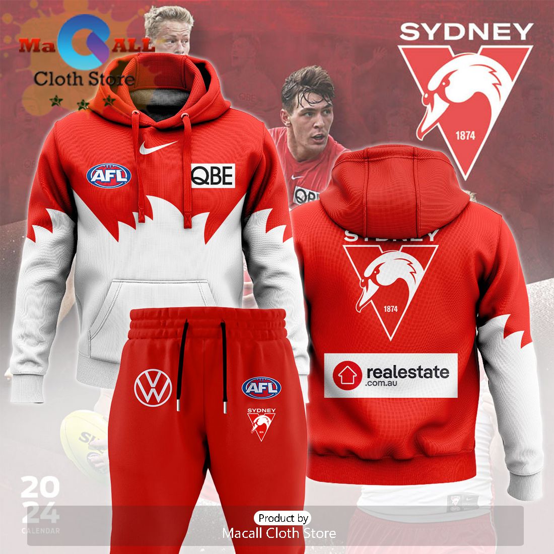 Sydney Swans AFL Combo 2024 Hoodie And Pants
