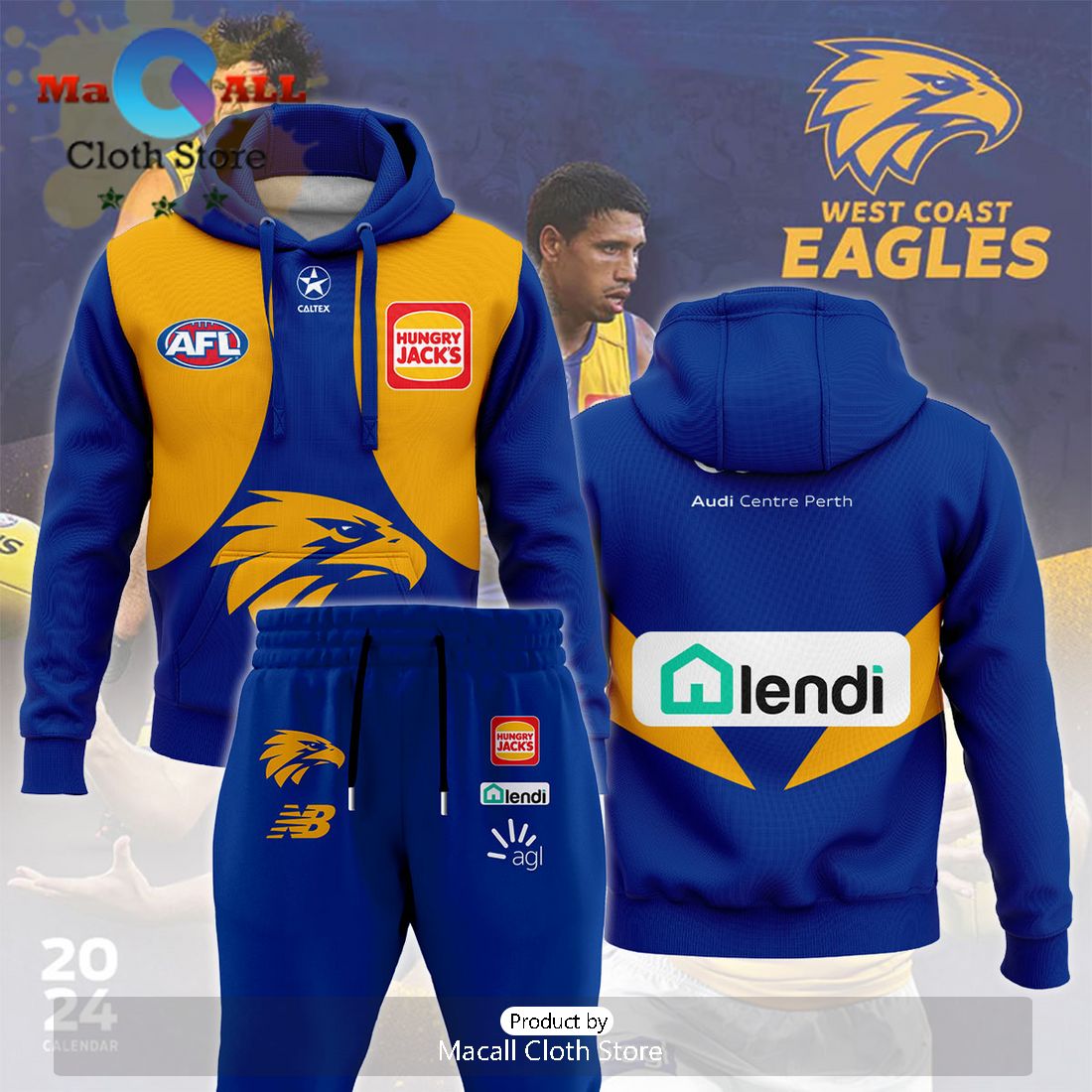 West Coast Eagles AFL Combo 2024 Hoodie And Pants