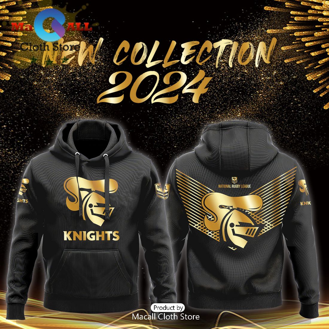 Newcastle Knights NRL Black Premier Hoodie, Sweatshirt 3D