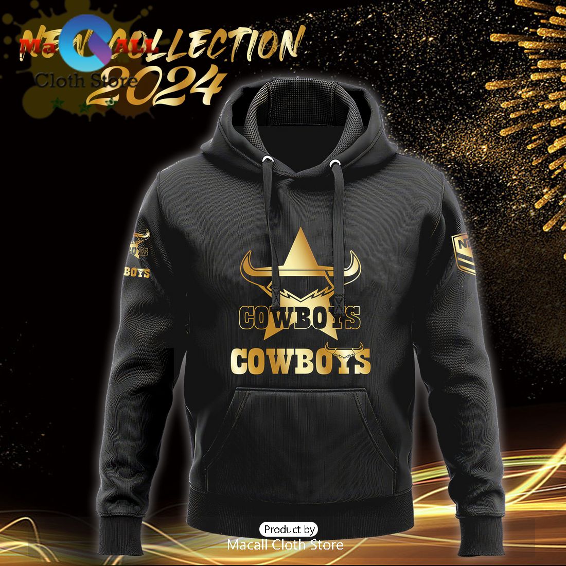North Queensland Cowboys NRL Black Premier Hoodie, Sweatshirt 3D