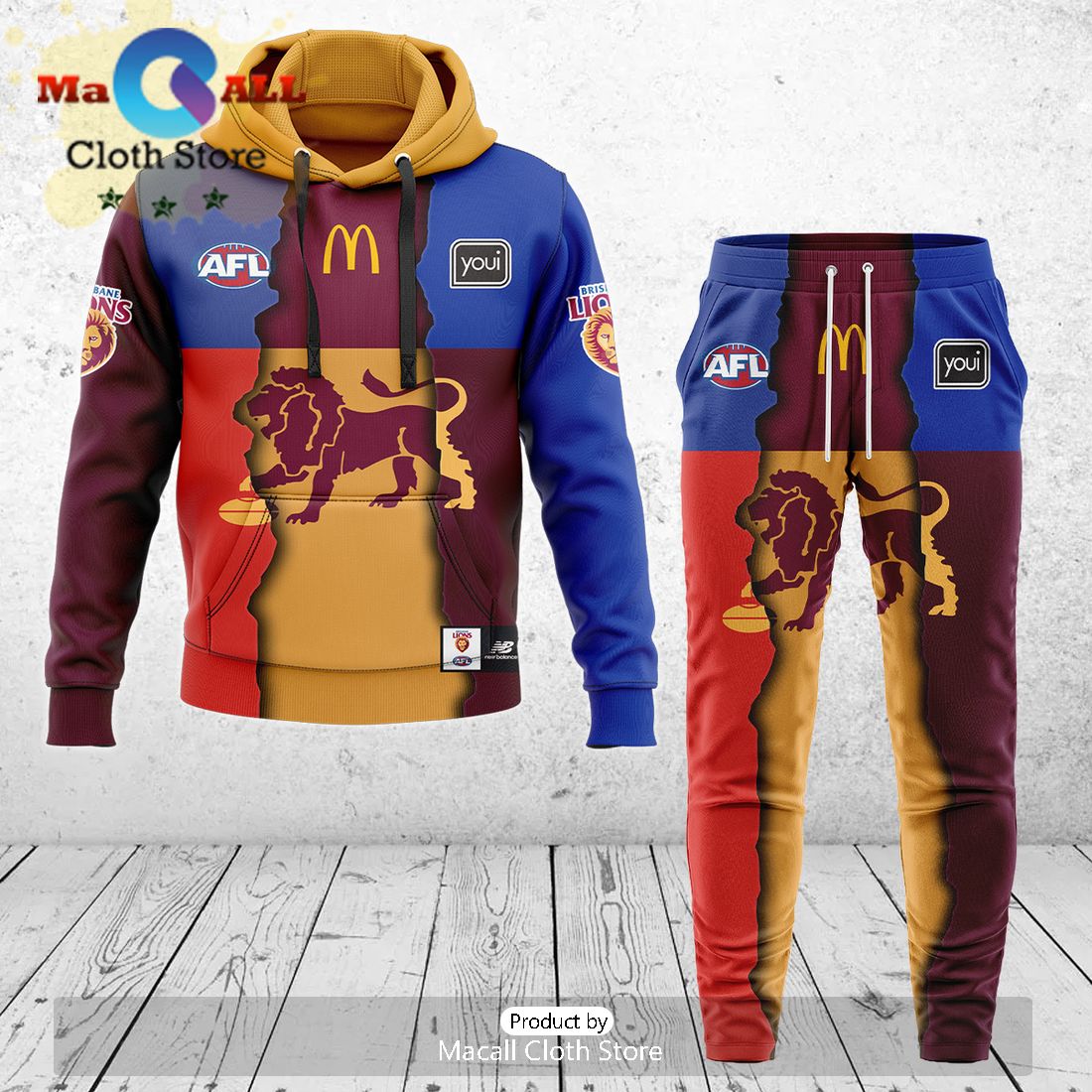 Brisbane Lions AFL Mix Guernseys 2024 Collection Hoodie And Pants