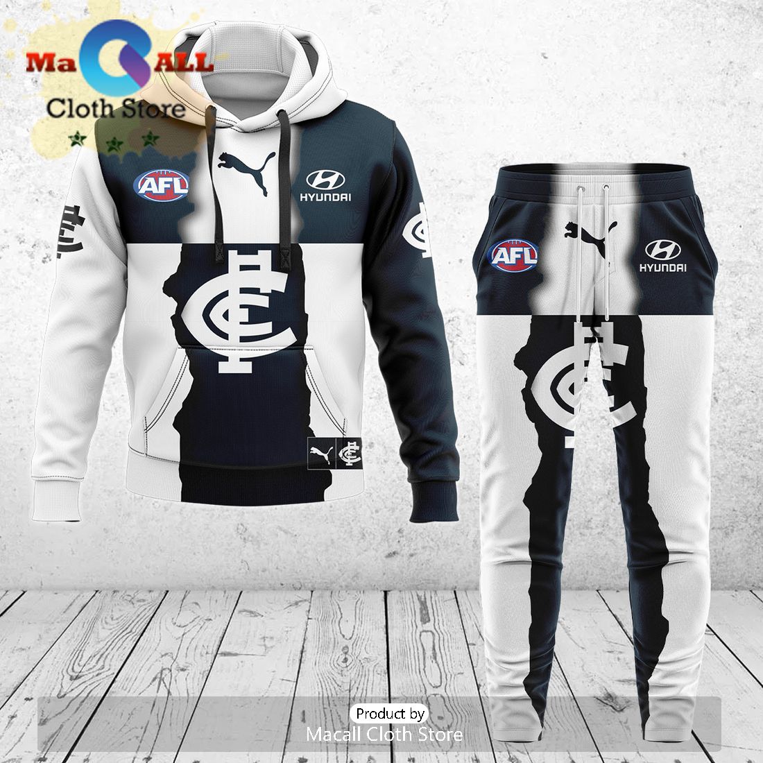 Carlton Blues AFL Mix Guernseys 2024 Collection Hoodie And Pants