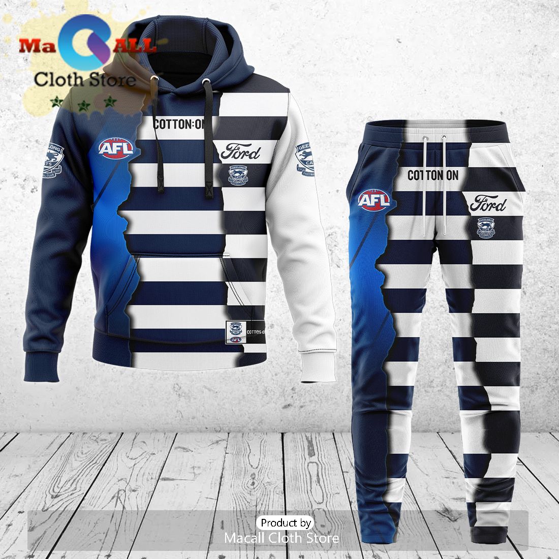 Geelong Cats AFL Mix Guernseys 2024 Collection Hoodie And Pants