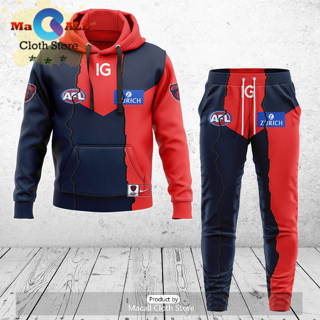 Melbourne Demons AFL Mix Guernseys 2024 Collection Hoodie And Pants