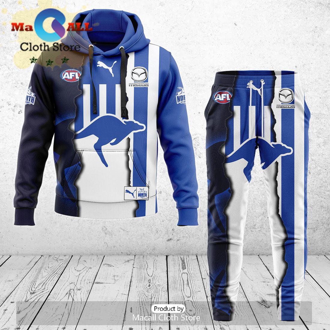 North Melbourne Kangaroos AFL Mix Guernseys 2024 Collection Hoodie And Pants