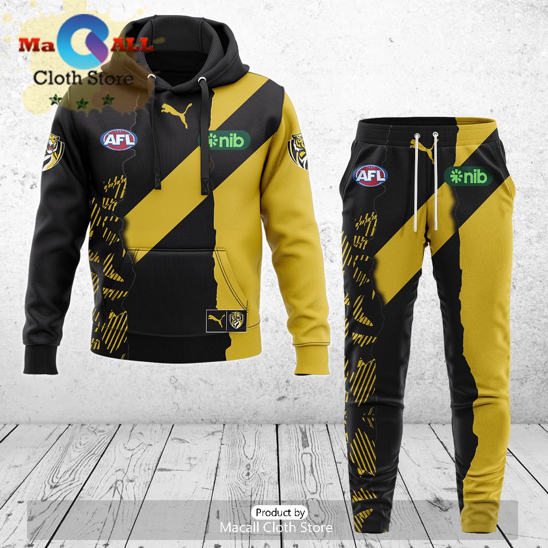 Richmond Tigers AFL Mix Guernseys 2024 Collection Hoodie And Pants