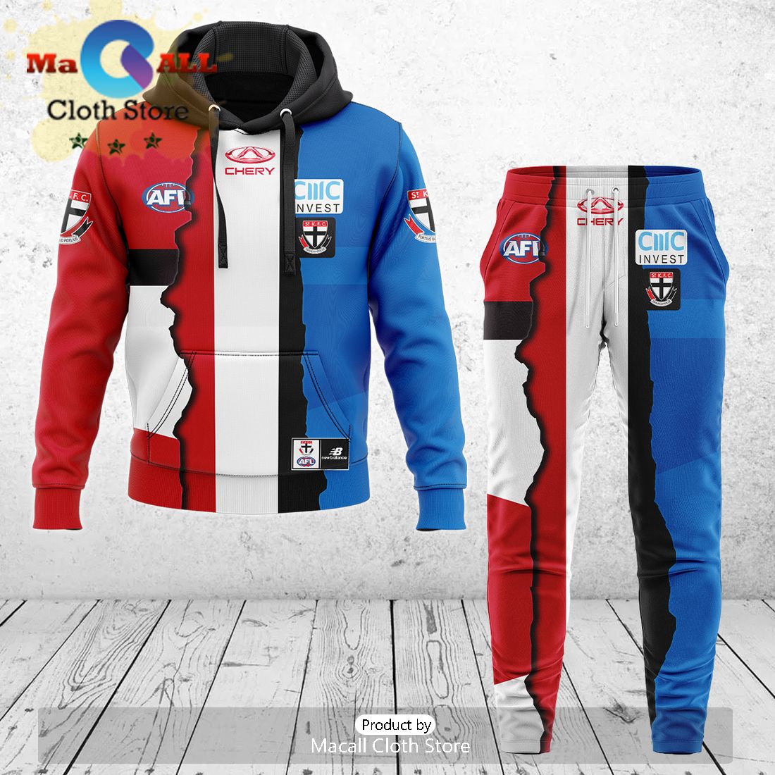 St. Kilda Saints AFL Mix Guernseys 2024 Collection Hoodie And Pants