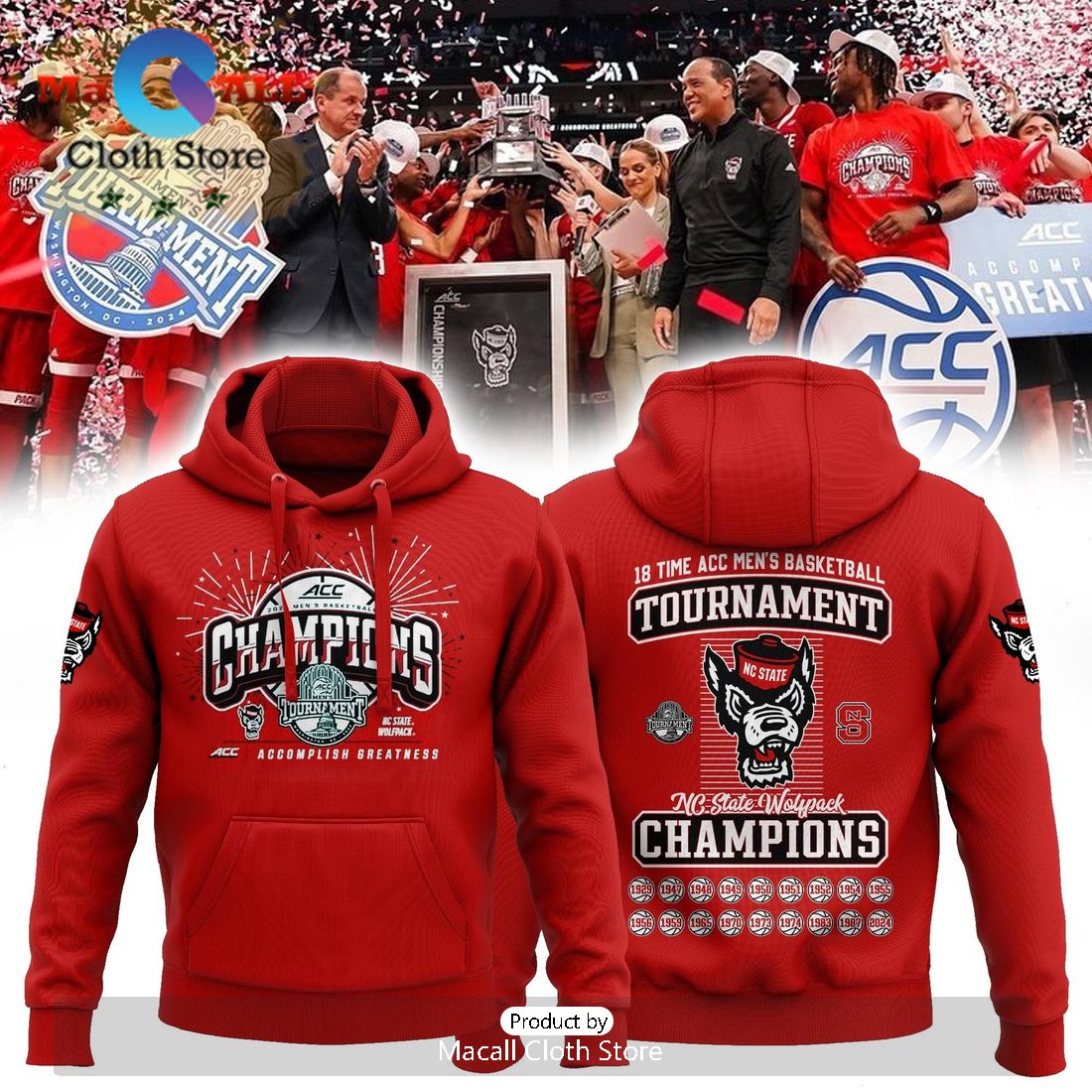 2024 Acc Championship NC State Wolfpack Red Hoodie And Pants Limited
