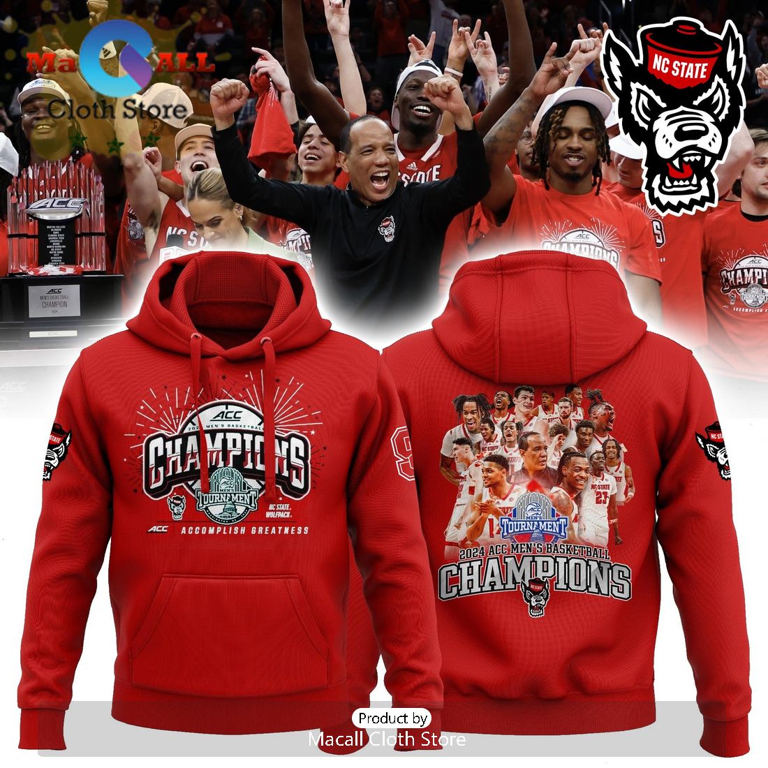 Limited Acc Championship NC State Wolfpack 2024 Red Hoodie And Pants