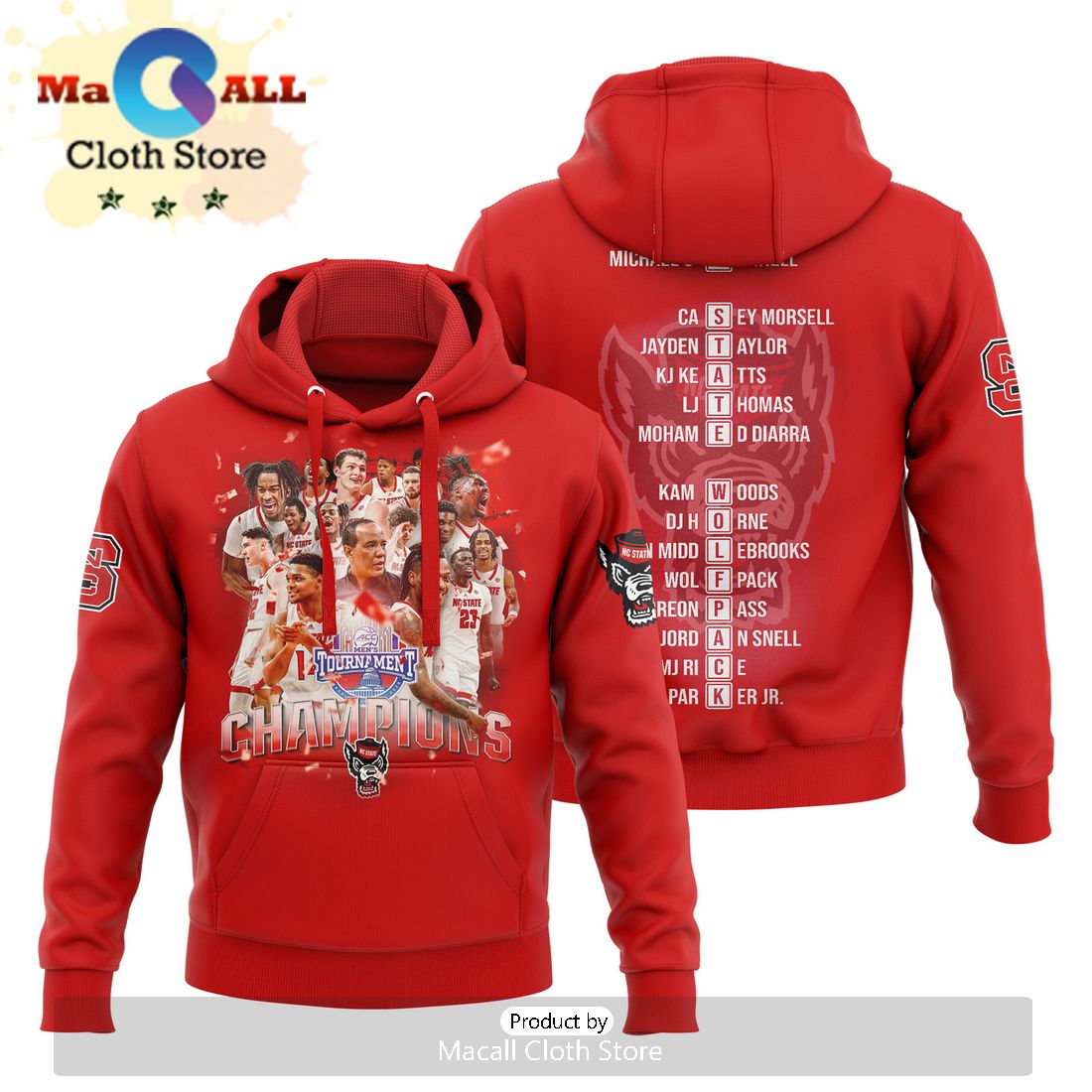 NC State Wolfpack Champions 2024 Red Combo Hoodie And Pants