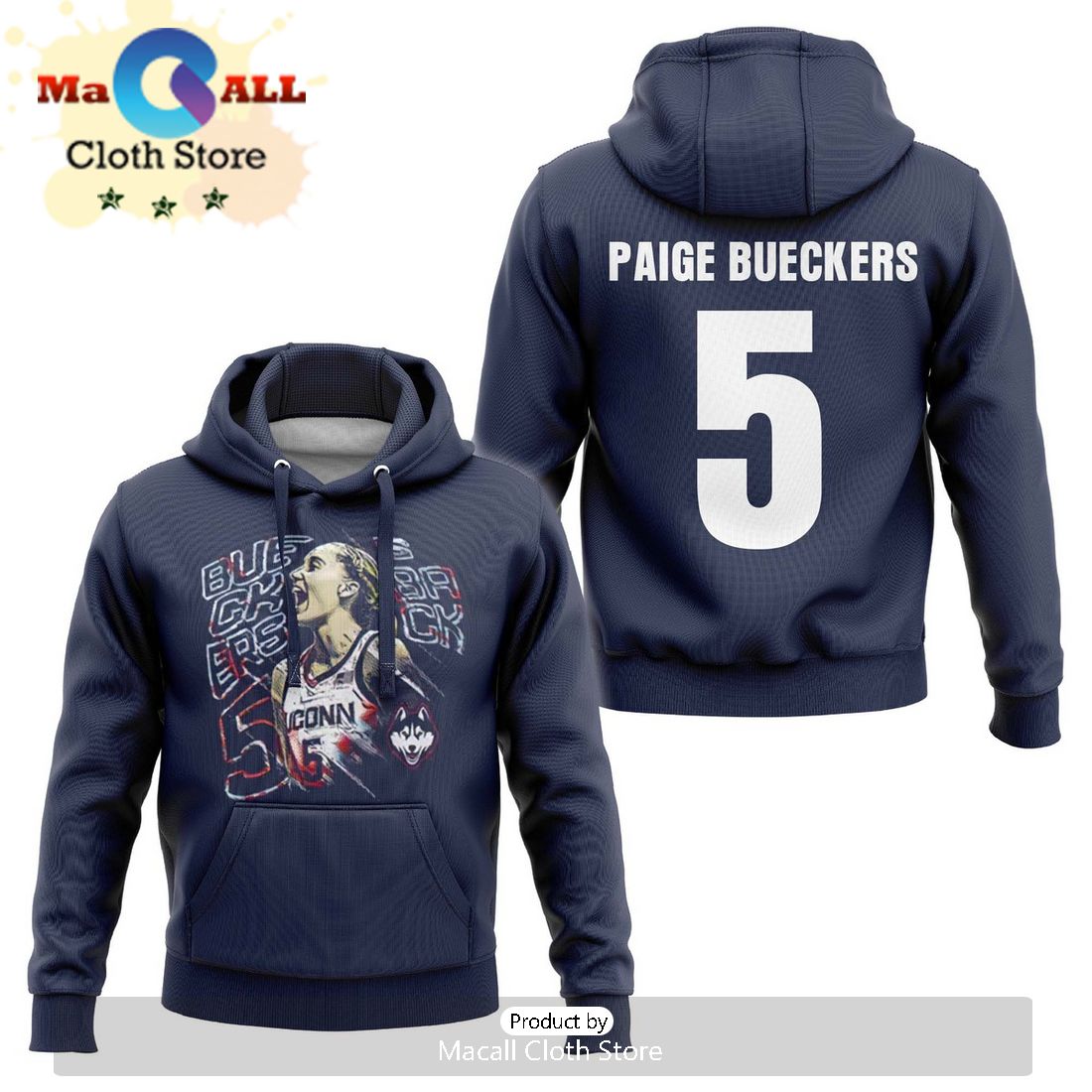 UCONN Basketball Paige Bueckers Is Back Combo Navy Hoodie And Pants Limited