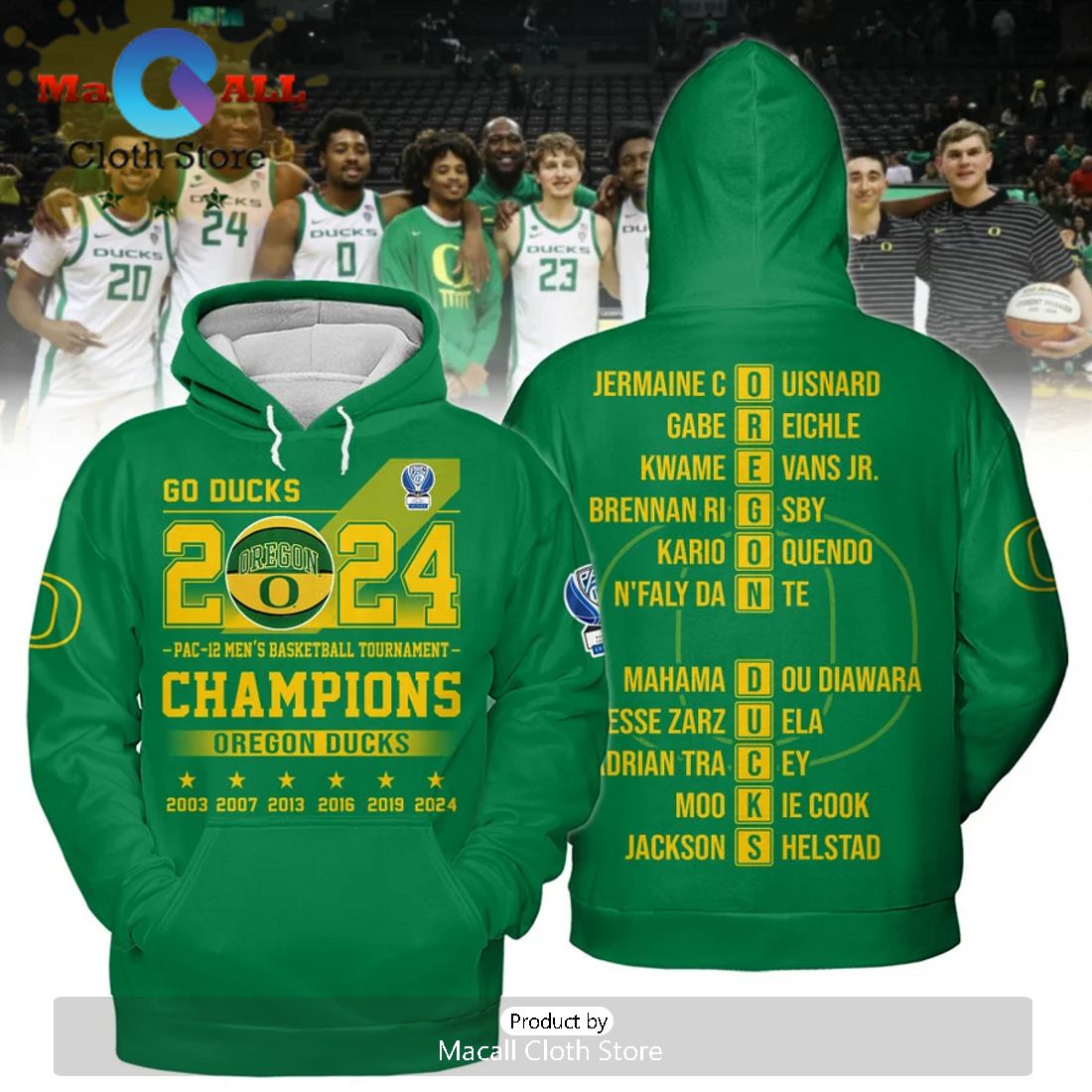 Oregon Ducks Men's Basketball Go Ducks Champions 2024 Green Hoodie Oregon Ducks Men's Basketball Go Ducks Champions 2024 Green Hoodie