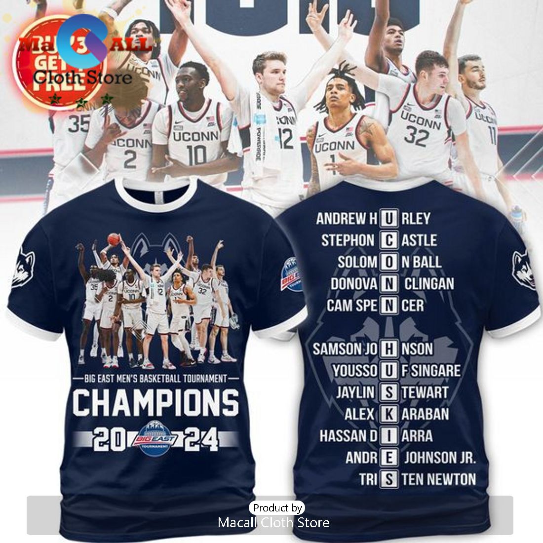 UCONN Women’s Basketball BIG EAST Championship Navy Hoodie Limited Edition