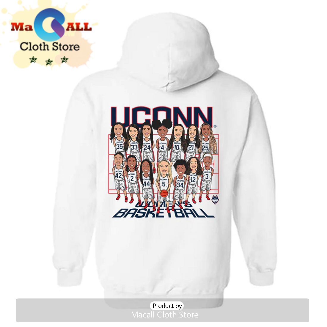 UConn Women’s Basketball Team Hooded White Hoodie