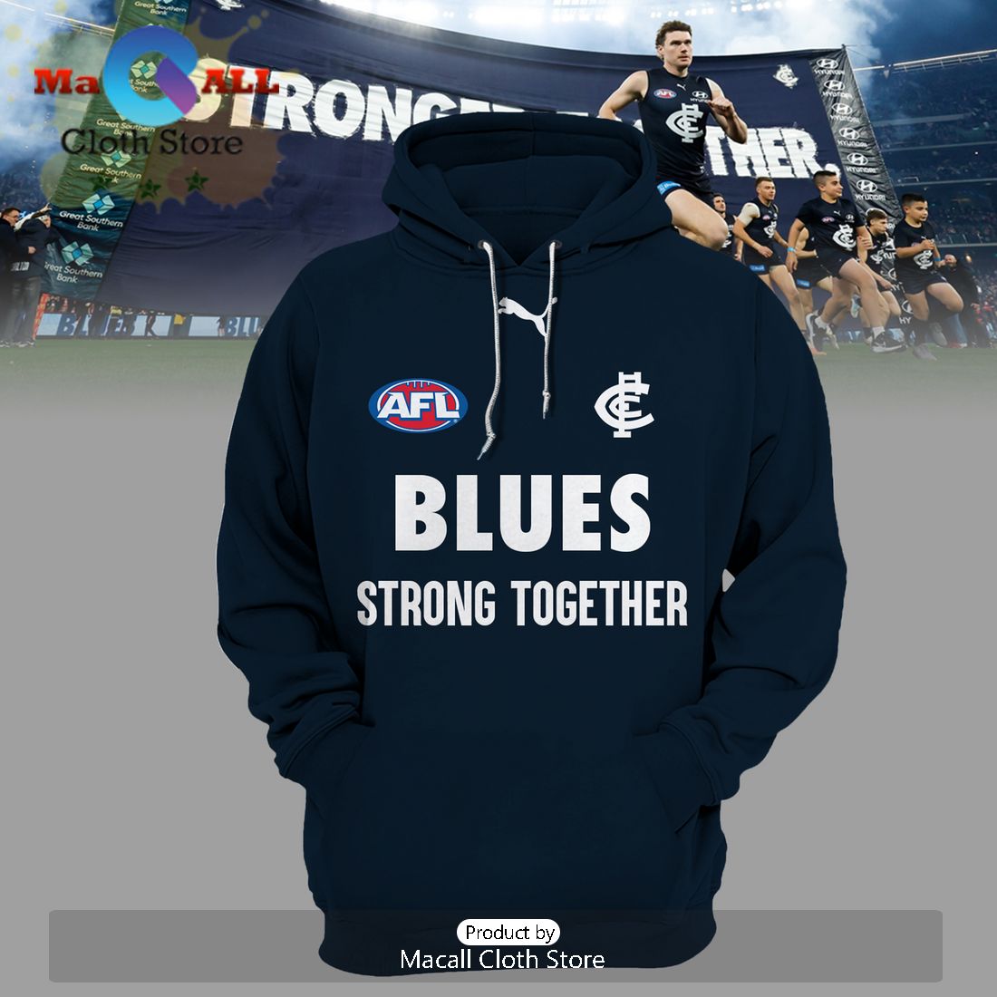 AFL Carlton Blues Charlie Curnow Pullover Hoodie Limited Edition