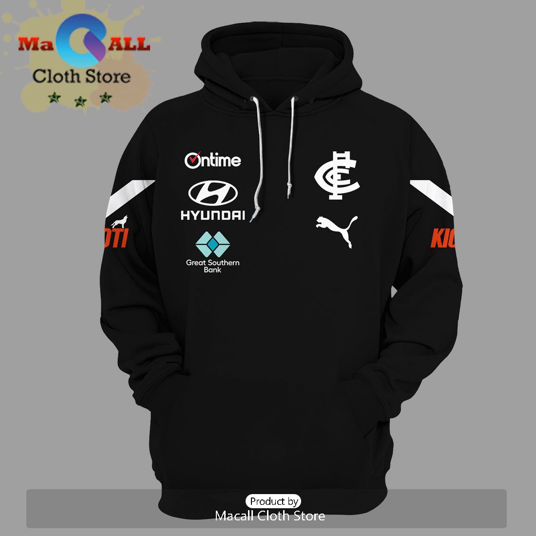 AFL Carlton Blues Stronger Together Black Hoodie 3D